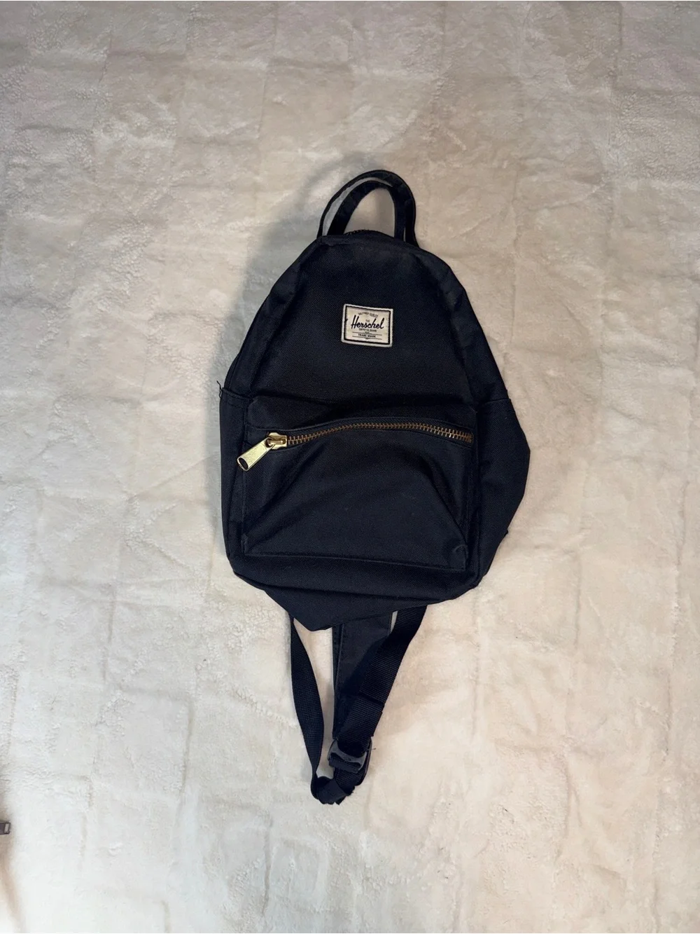 Hershel Black Mini Backpack with Cassic Striped lining